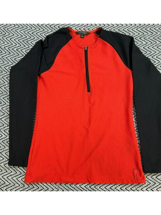 Lauren Ralph Lauren Tops - Lauren Ralph Lauren Women's Small Red Black Performance Long-Sleeve 1/4 Zip Pull